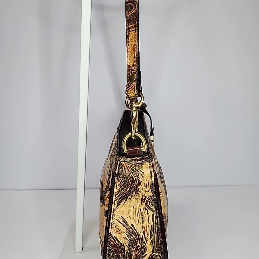 Brahmin Emma Copa Cabana Woody Car Leather Handbag Chocolate Brown Small RARE - Picture 9 of 16